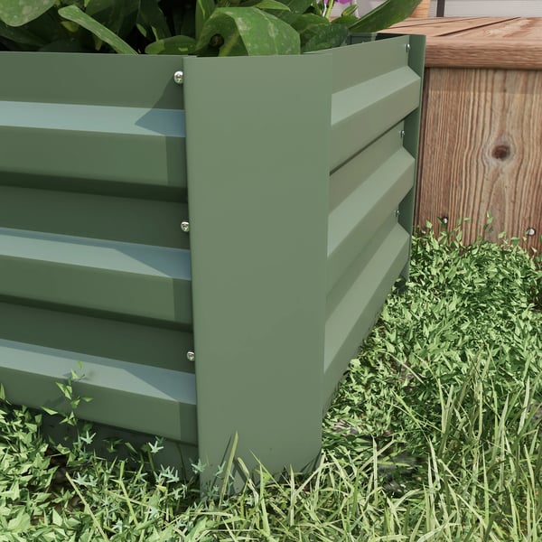 Planteringslådor 2-pack - Rektangulära odlingslådor - Galvaniserat stål - 100x50x30 cm - För terrass och trädgård - Ljusgrön