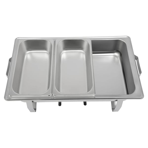 Buffetvarmer - Chafing dish - Rektangulær med 3 rum - 5 L - Rustfrit stål - 60x34,5x30 cm - Sølv