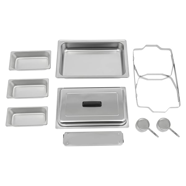 Buffetvarmer - Chafing dish - Rektangulær med 3 rum - 5 L - Rustfrit stål - 60x34,5x30 cm - Sølv