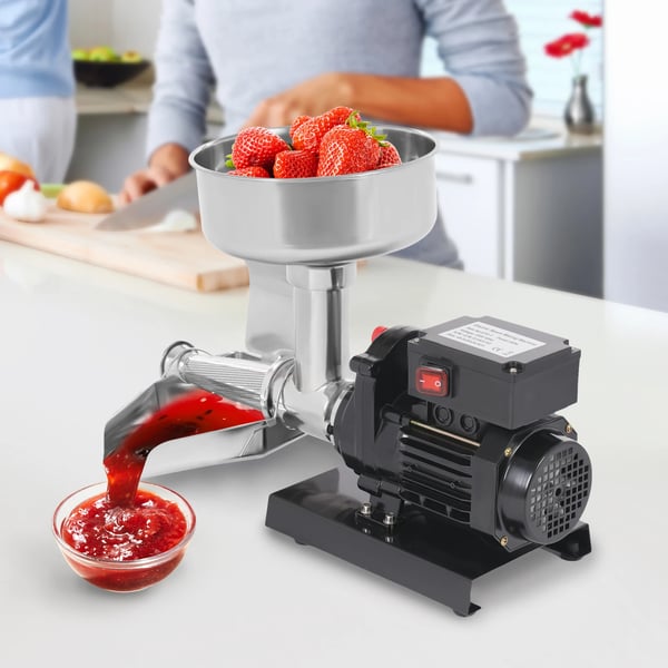 Elektrisk syltetøjsmaskine og tomatpresse - ETC-1 - Rustfrit stål - 450 W - 220 V 50 Hz - EU-stik - 49,5×25×34,5 cm - Sort/Sølv