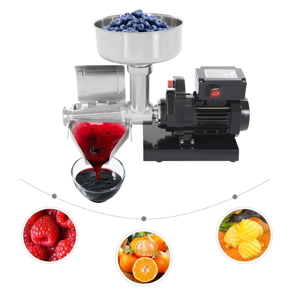 Elektrisk syltetøjsmaskine og tomatpresse - ETC-1 - Rustfrit stål - 450 W - 220 V 50 Hz - EU-stik - 49,5×25×34,5 cm - Sort/Sølv