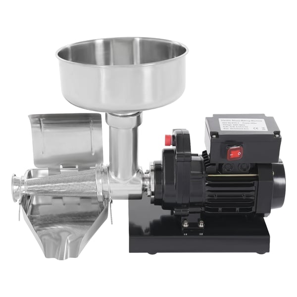 Elektrisk syltetøjsmaskine og tomatpresse - ETC-1 - Rustfrit stål - 450 W - 220 V 50 Hz - EU-stik - 49,5×25×34,5 cm - Sort/Sølv