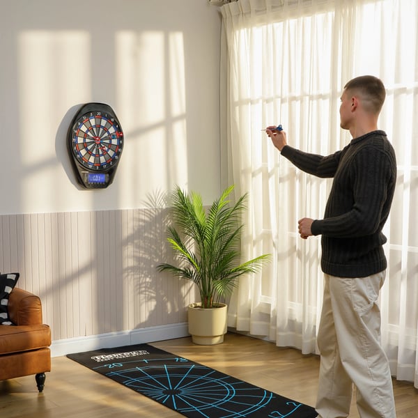 Elektronisk darttavla - Dartboard - LED-skärm - 34 spel, 2235 program - 6 pilar, 24 mjukspetsar - 60,5x45,5x3,6 cm - Flerfärgad
