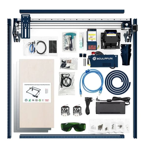Lasergraver & laserskærer - S30 Ultra 33W - 600×600 mm - 0,08×0,10 mm fokus - Auto luftassistance - 32-bit bundkort - Pink/Sort