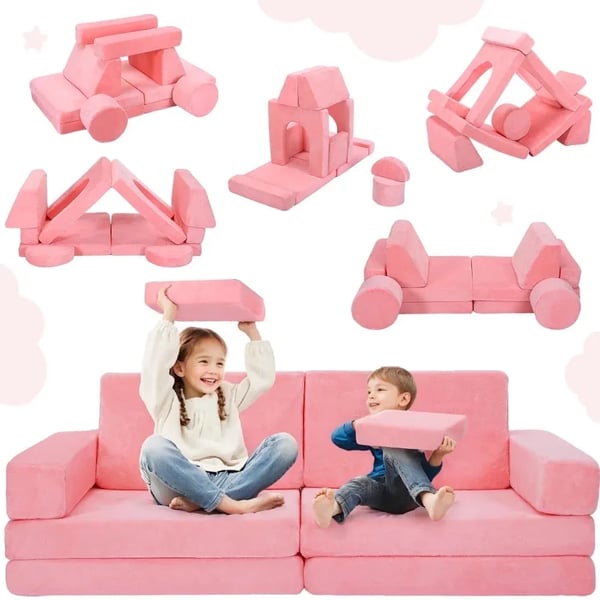 Moduulisohva - Modulaarinen sohva - Joustava modulaarinen muotoilu - Yksivärinen - Kokoaminen vaaditaan - Vaaleanpunainen