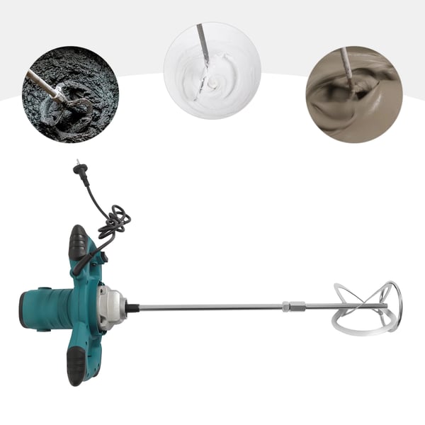Håndholdt el-blander til maling/mørtel - XY-168 - 2100 W - 6 trin - 0–800 rpm - M14 - EU-stik - Lyseblå