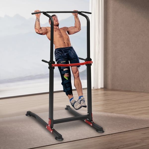 Dipstation til hjemmet - Power Tower - Justerbar højde 165–210 cm (10 trin) - Max belastning 150 kg - Bredde 82 cm - Skridsikker base - Sort