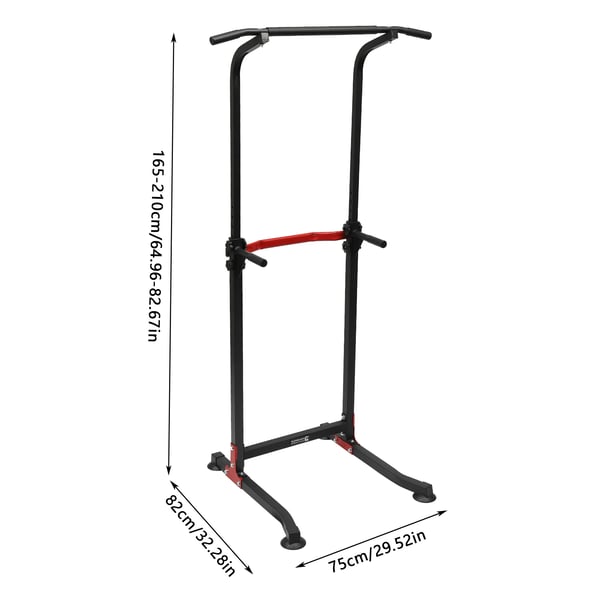 Dipstation til hjemmet - Power Tower - Justerbar højde 165–210 cm (10 trin) - Max belastning 150 kg - Bredde 82 cm - Skridsikker base - Sort