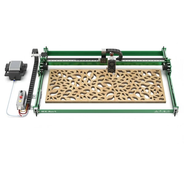Max4 V2 E80 20W - Lasergraverer & laserskærer - Motoriseret Z-akse - Arbejdsområde 70×46–70×103 cm - Hastighed 1000 mm/s, 100000 mm/s² - Grøn
