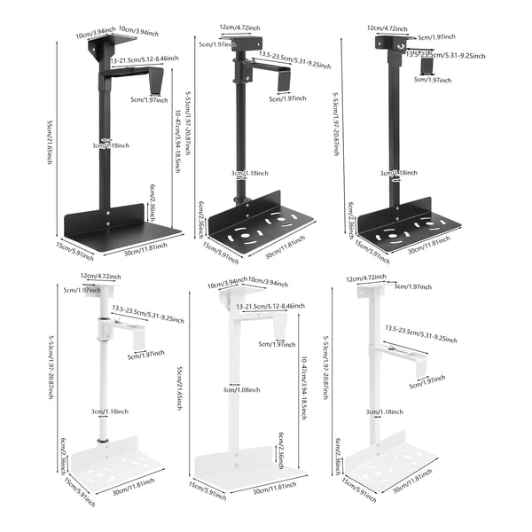 PC-holder under skrivebord - CPU-holder, firkantet rør - Kraftigt stål - Pladsbesparende - Justerbar 12,7–25,4 cm - Orange