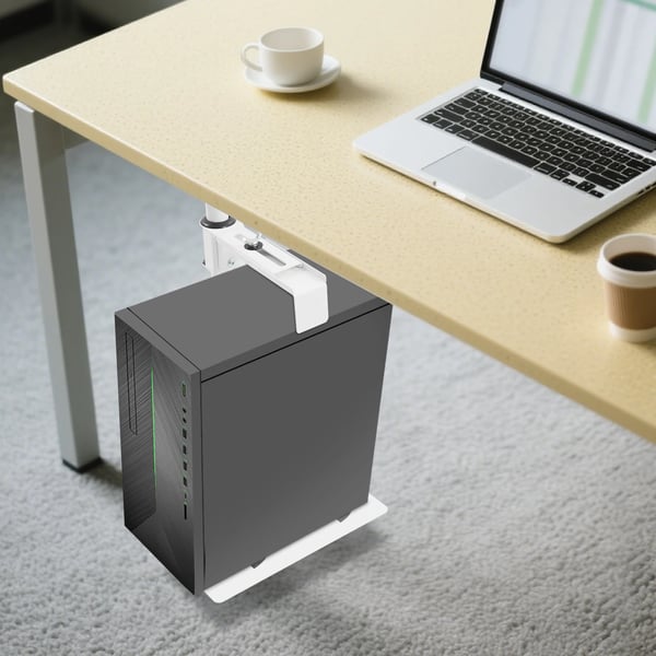 PC-holder under skrivebord - CPU-holder, firkantet rør - Kraftigt stål - Pladsbesparende - Justerbar 12,7–25,4 cm - Orange