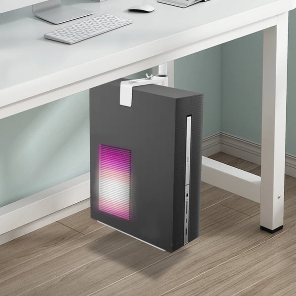 PC-holder under skrivebord - CPU-holder, firkantet rør - Kraftigt stål - Pladsbesparende - Justerbar 12,7–25,4 cm - Orange