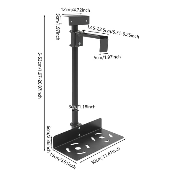 Under-bord PC-holder - CPU-beslag - Hængende - Kraftigt stål - Pladsbesparende - Ventileret rundt design - Sølv
