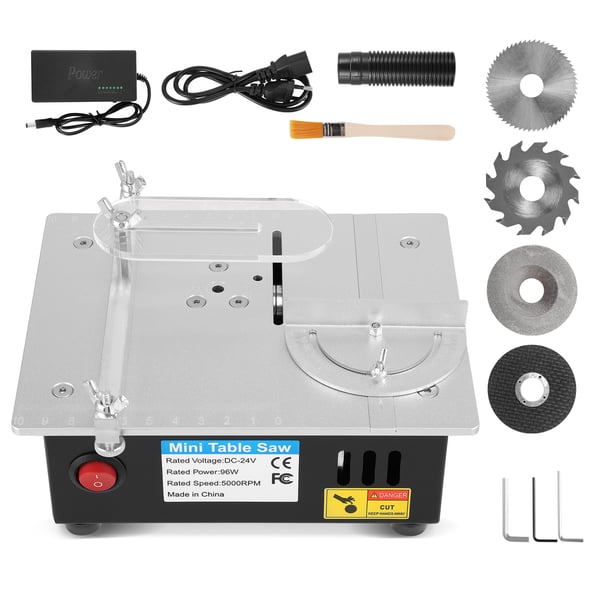 Mini bordsav - Bænksav - 96 W - 7 Hastigheder - 4 Klinger - AC-Strøm - Til Træ, PCB, Plast, Aluminium
