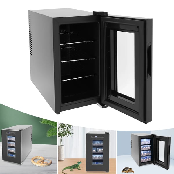Reptil inkubator - Rugekasse - Kapacitet 23 l - Temperatur 10–40 °C - Touchskærm LED - EU-stik - Fritstående - Rektangulær - Sort