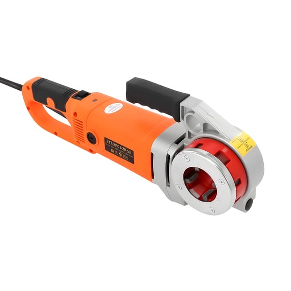 Sähköinen putkikierteytyskone - ZIT-KY01-50 - 230 V 2300 W - 6 kierreleuat 1,27–5,08 cm (DN15–50) - Putkenpidin - Kaksoiskytkin - EU‑pistoke - Oranssi