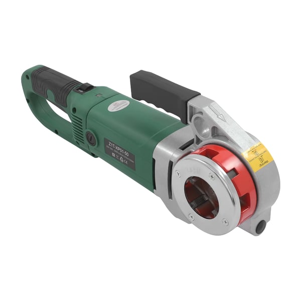 Elektrisk rørgevindskæresæt - ZIT-KY01-50 med dobbelt afbryder - 2300 W, 230 V EU-stik - DN15–50 (20,9–59,6 mm) - 6 snitbakker - 26 o/min - Grøn
