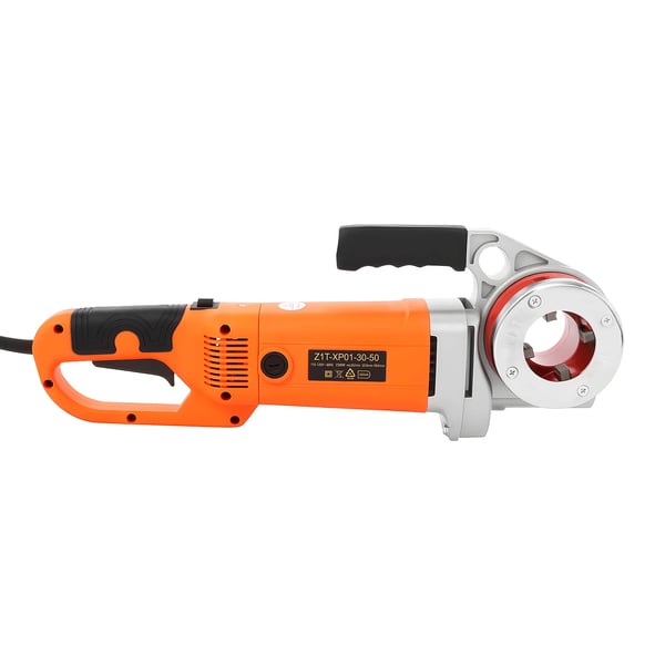 Elektrisk rørgevindskærer - ZIT-KY01-50 - 230V 2300W - 6 snitbakker 1,27–5,08 cm (DN15–50) - Rørholder - Dobbelt afbryder - EU-stik - Orange