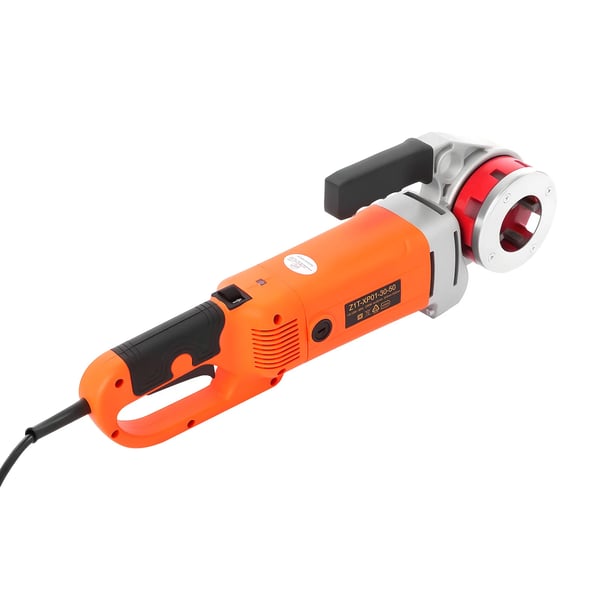 Elektrisk rørgevindskærer - ZIT-KY01-50 - 230V 2300W - 6 snitbakker 1,27–5,08 cm (DN15–50) - Rørholder - Dobbelt afbryder - EU-stik - Orange