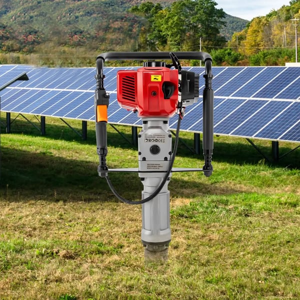 Pæledriver - Benzin 2-takt 52 cc - 1900 W - Muffe 55–70 mm - Til hegn og stolper - Multifarvet