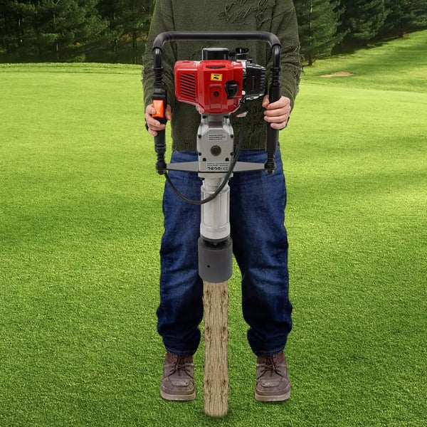 Pæledriver - Benzin 2-takt 52 cc - 1900 W - Muffe 55–70 mm - Til hegn og stolper - Multifarvet