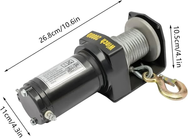 Elektrisk spil - 12 V 400 W - Håndkontrol - Stålkabel - Til offroad-køretøjer, landbrugskøretøjer og yachter - Sølv