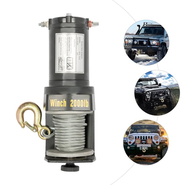 Elektrisk spil - 12 V 400 W - Håndkontrol - Stålkabel - Til offroad-køretøjer, landbrugskøretøjer og yachter - Sølv