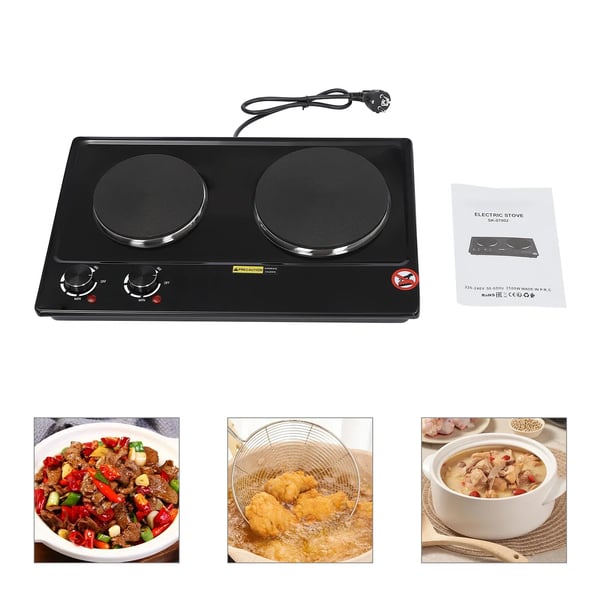 Elektrisk induktionskogeplade - Dobbelt kogeplade 2 zoner - 2500 W - Temperatur 100–250 °C - Justerbar varme - 220 V