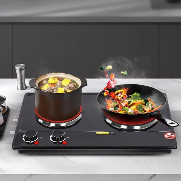 Elektrisk induktionskogeplade - Dobbelt kogeplade 2 zoner - 2500 W - Temperatur 100–250 °C - Justerbar varme - 220 V
