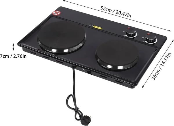 Elektrisk induktionskogeplade - Dobbelt kogeplade 2 zoner - 2500 W - Temperatur 100–250 °C - Justerbar varme - 220 V