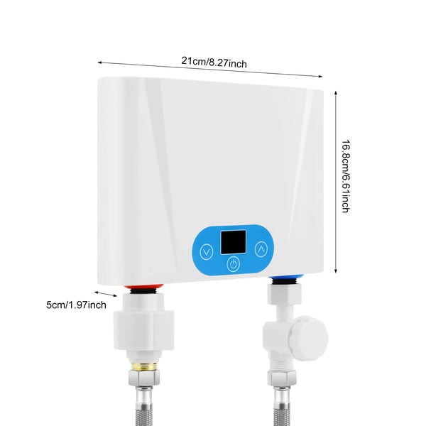 Elektrisk Vandvarmer - Gennemstrømsvarmer - 220V AC - 5,5 kW - Termostatisk Styring - Energibesparende - EU-stik - Hvid