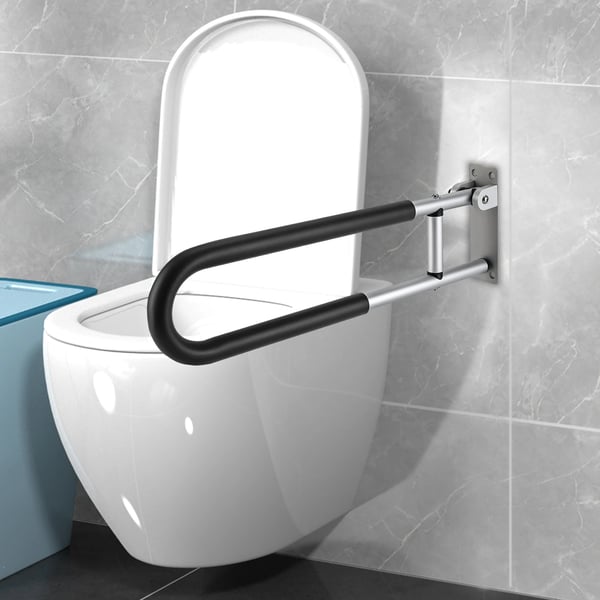 Klapbart støttegreb - Sikkerhedsgreb til bad/toilet - Aluminium - Vandtæt - Nem at rengøre - Til ældre og handicappede