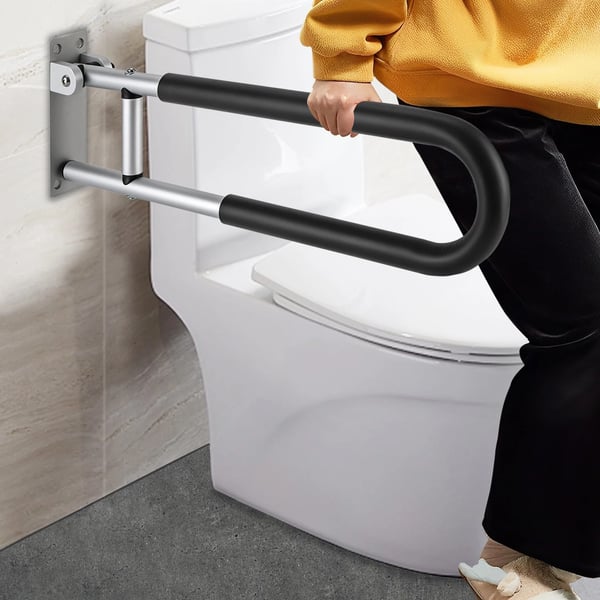 Klapbart støttegreb - Sikkerhedsgreb til bad/toilet - Aluminium - Vandtæt - Nem at rengøre - Til ældre og handicappede