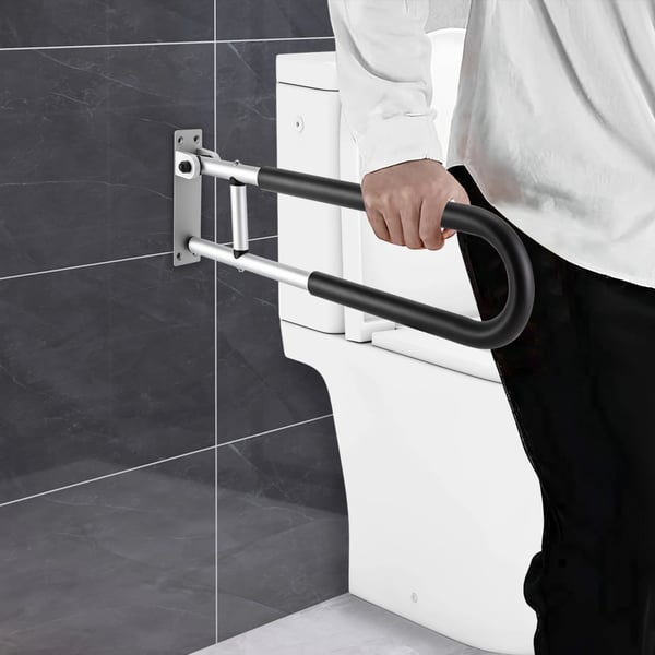 Klapbart støttegreb - Sikkerhedsgreb til bad/toilet - Aluminium - Vandtæt - Nem at rengøre - Til ældre og handicappede