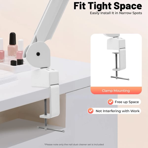 Neglestøvopsamler - Bordmodel - Professionel - 55 W Høj Effekt - 4000 lm LED-lys - Fuldkobbermotor - EU-stik - Hvid