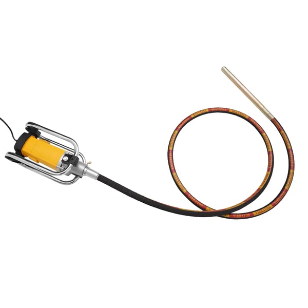 Betonivibraattori - Sähkökäyttöinen käsimalli - 2000 W - 4300 r/min - 4 m vibraattoriletku - 12 A - Keltainen