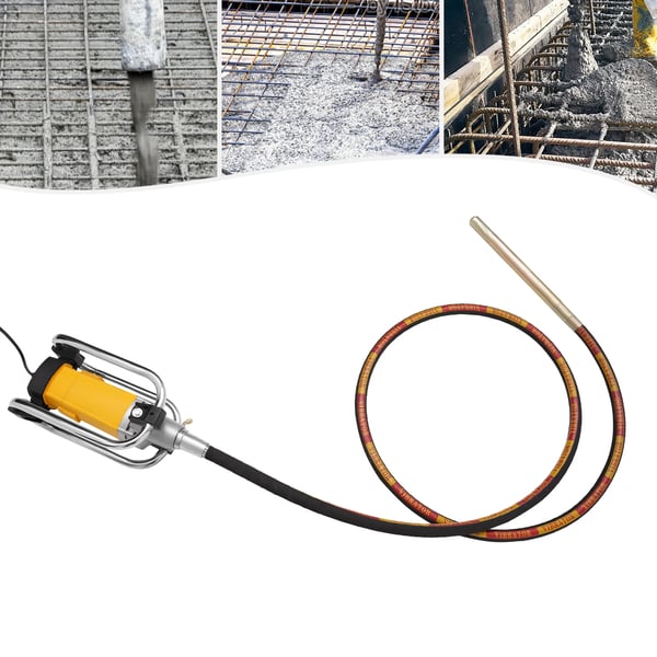 Betonvibrator - Elektrisk håndholdt - 2000 W - 4300 o/min - 4 m vibrationsslange - 12 A - Gul