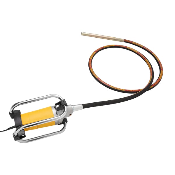 Betonvibrator - Elektrisk håndholdt - 2000 W - 4300 o/min - 4 m vibrationsslange - 12 A - Gul