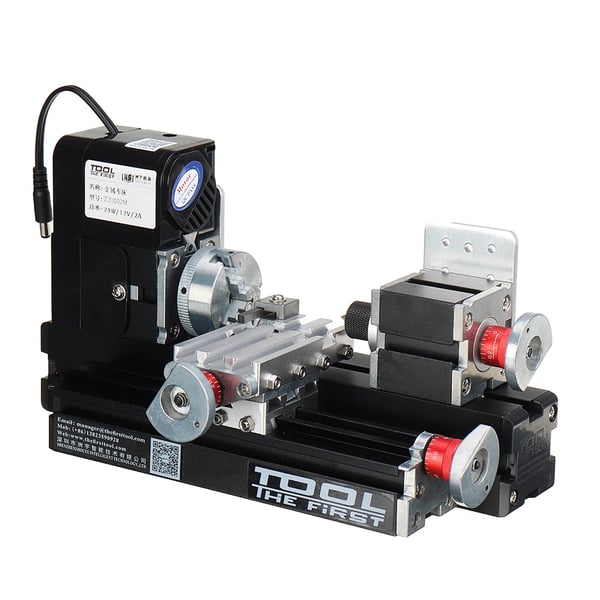 Z20002M - Minisvarv trä/metall - EU-plugg 220 V, 12 V DC 24 W - Motor 20 000 rpm - Max Ø 20 mm - Arbetslängd 135 mm - X 160 mm, Z 30 mm - Svart