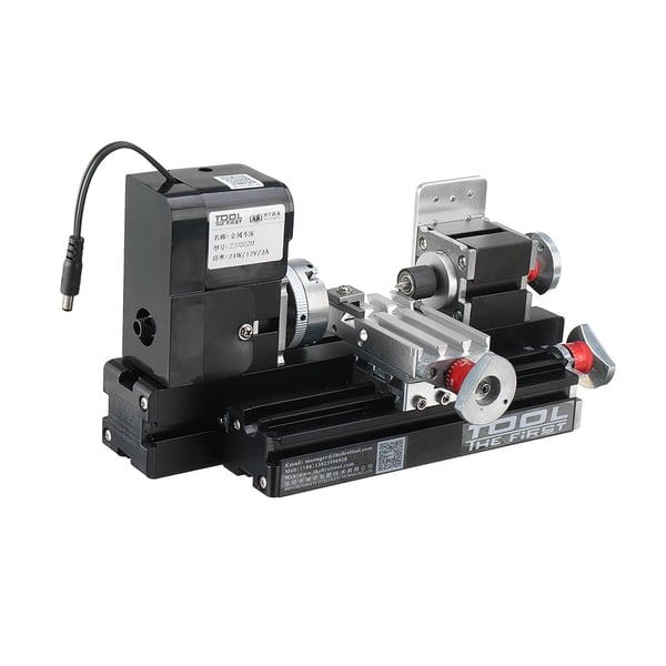 Z20002M - Minidrejebænk træ/metal - EU-stik 220 V, 12 V DC 24 W - Motor 20.000 omdr./min - Maks Ø 20 mm - Arbejdslængde 135 mm - Sort