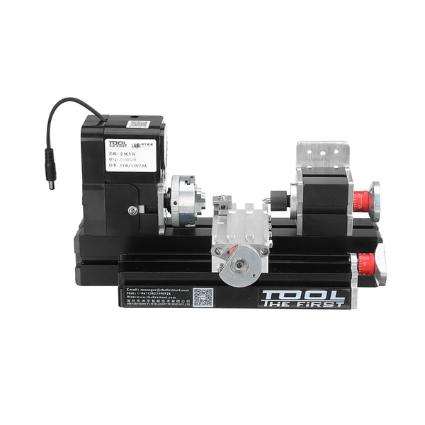 Z20002M - Minidrejebænk træ/metal - EU-stik 220 V, 12 V DC 24 W - Motor 20.000 omdr./min - Maks Ø 20 mm - Arbejdslængde 135 mm - Sort