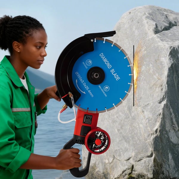 Betonsav - Elektrisk stensav - 3500 W, 220 V EU-stik, 3800 omdr./min, skæredybde 13,5 cm, klinge Ø35 cm, våd/tør - Blå