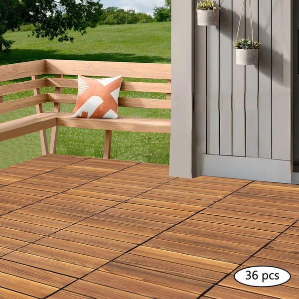 Puulattialaatat - Lukittuvat klikkilaatat - 30x30 cm - 36 kpl - Mäntypuu - Peittoala n. 3,24 m² - Ruskea