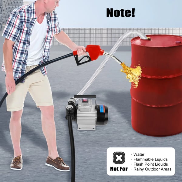 Diesel polttoaineensiirtopumppu - Teho 550 W - Virtaus 60 L/min - Imu 2 m PVC-letku - Poisto 4 m kumiletku - Ajoneuvoille ja kuorma-autoille