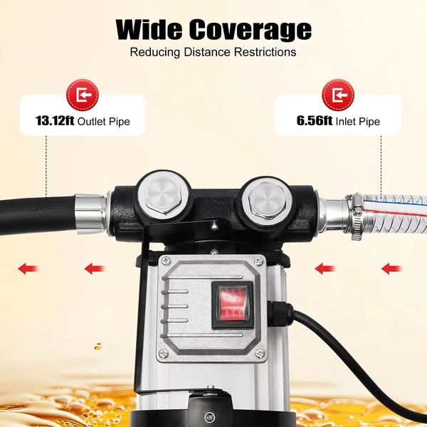 Diesel polttoaineensiirtopumppu - Teho 550 W - Virtaus 60 L/min - Imu 2 m PVC-letku - Poisto 4 m kumiletku - Ajoneuvoille ja kuorma-autoille