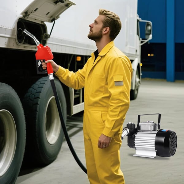 Diesel polttoaineensiirtopumppu - Teho 550 W - Virtaus 60 L/min - Imu 2 m PVC-letku - Poisto 4 m kumiletku - Ajoneuvoille ja kuorma-autoille