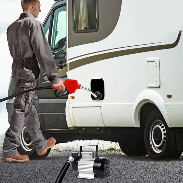 Diesel polttoaineensiirtopumppu - Teho 550 W - Virtaus 60 L/min - Imu 2 m PVC-letku - Poisto 4 m kumiletku - Ajoneuvoille ja kuorma-autoille