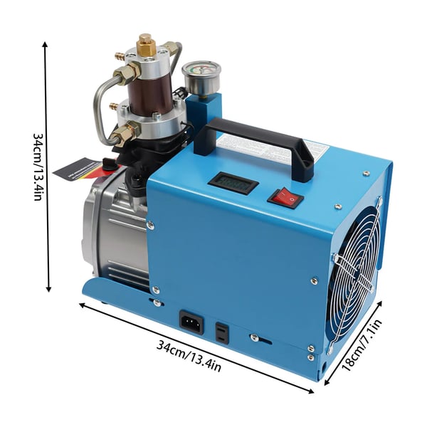 Højtryksluftkompressor - Pumpekit - Elektrisk 220 V - 300 bar / 30 MPa (4500 psi) - EU-stik - Blå