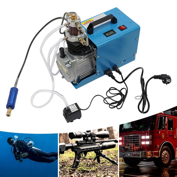 Højtryksluftkompressor - Pumpekit - Elektrisk 220 V - 300 bar / 30 MPa (4500 psi) - EU-stik - Blå