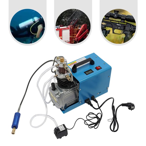 Højtryksluftkompressor - Pumpekit - Elektrisk 220 V - 300 bar / 30 MPa (4500 psi) - EU-stik - Blå